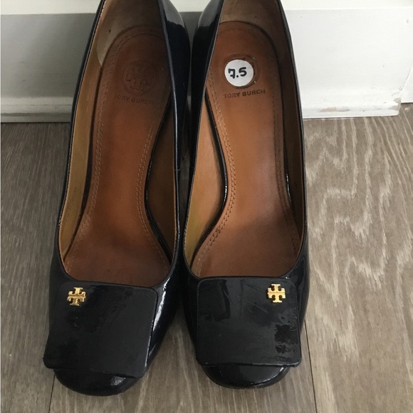 Tory Burch Shoes - Tory Burch Blue Leather Upper Block Heel Size 7.5 Medium $100